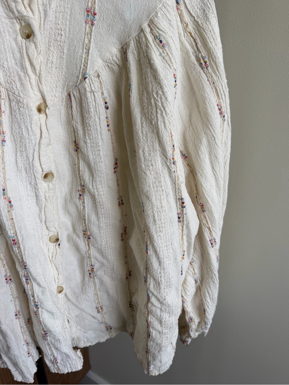 Ivory Button-Down Peasant Blouse - Picture 4 of 15